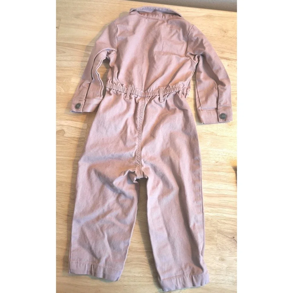 Carter's Toddler Girls Utility Jumpsuit Romper Dusty Pink Twill 18M Long Sleeve